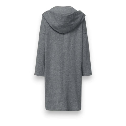 Hooded Long Lightweight Dual Zip Up Jacket gray back view