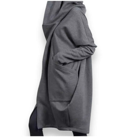 Hooded Long Lightweight Dual Zip Up Jacket side view 