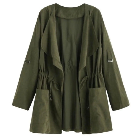 Khaki Draped Drawstring Lightweight Jacket