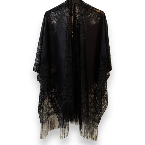Lace Long Fringe Floral Kimono