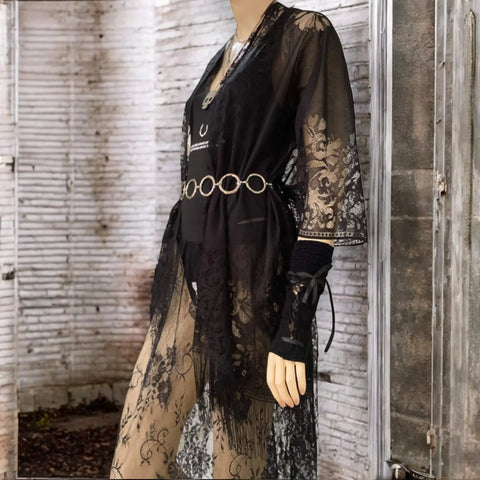Lace Long Fringe Floral Kimono