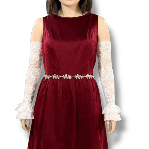 White Long Lace Sleeve Ruffled Arm Warmers with  satin bow in black or white one size fits most wedding to alternative