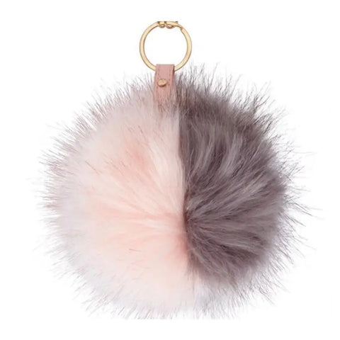Large Furry Two-Tone Pom Pom Handbag Charm