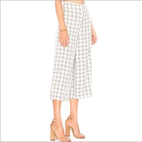 Mid Rise Wide Legged Checkered Capri Pants  XL - House of Harlow 1960