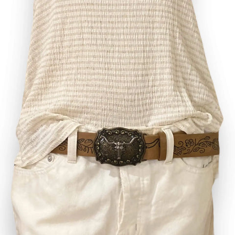 Long Horn Bull Cowgirl Belt