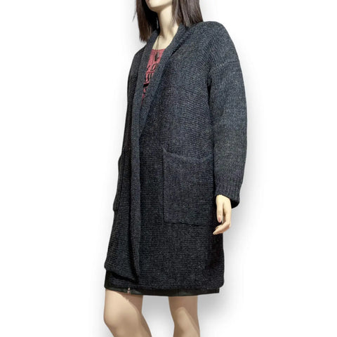 Long Luxurious Gray Wool Cardigan