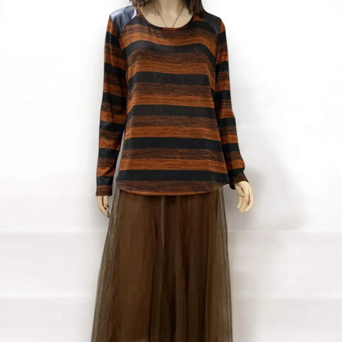 Long Sleeve Stripe Lightweight Knit Top