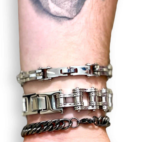 Men's Black Oiled Chain Link Bracelet