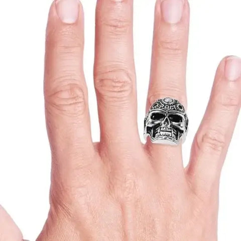 Men's Stainless Steel Motorcycle Skull Ring