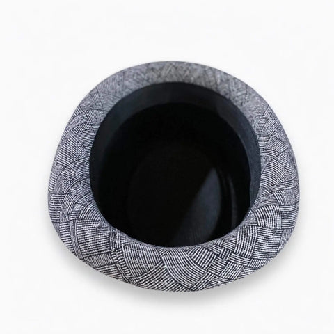 Men's Stylish Checks Pork Pie Hat with plaid pattern and curled brim