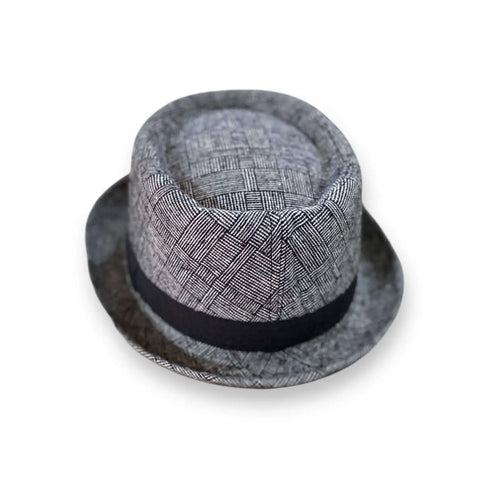Men's Stylish Checks Pork Pie Hat with plaid pattern and curled brim