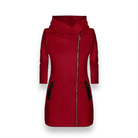 Mid Length Pockets Hooded Knit Jacket Coat