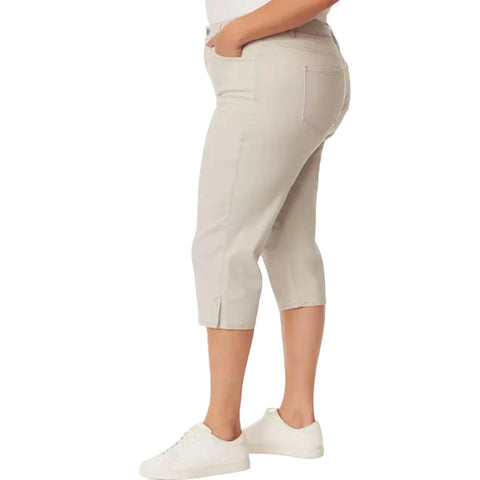 Mid Rise Tan Cropped Jeans