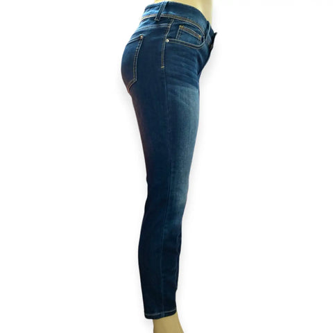 Mid Rise Denim Skinny Cropped Jeans