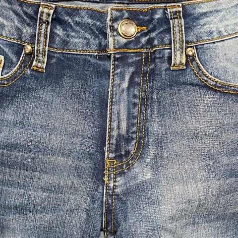 Mid Rise Distressed Denim Skinny Jeans