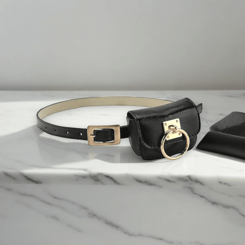 Black Micro Bag Skinny Belt