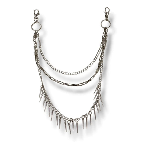 Multi-Layer Silver Pants Chains silver chunky chain pants chain - silver slim triple layer curb chain gothic and grunge 
