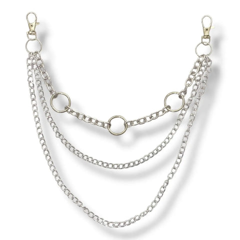 Multi-Layer Silver Pants Chains silver chunky chain pants chain -silver triple curb link with 0-rings