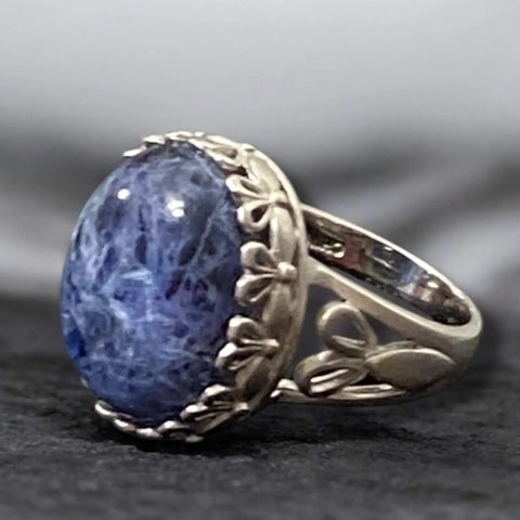 Natural Sodalite Sterling Silver Ring