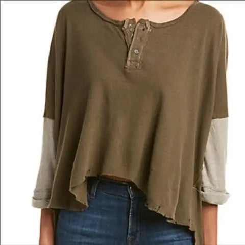 NEW Two Tone Pull Over Top by Free People Medium - Wild Time Fashion 
