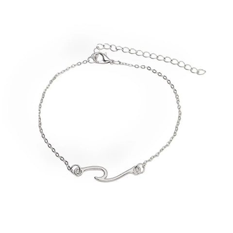 Women's Silver Ocean Wave Anklet Single Layer - OSFM- Wild Time Fashion