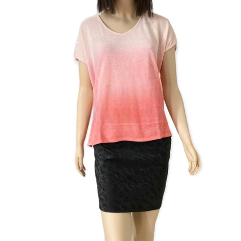 Ombre Short Sleeve Cotton Knit Top