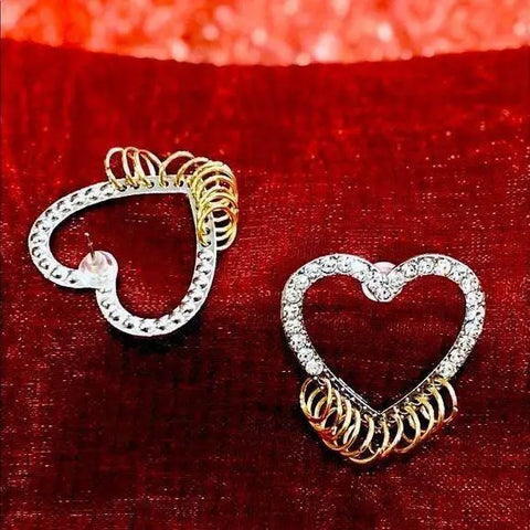 Glittery Hearts Golden Hoop Earrings - Wild Time Fashion