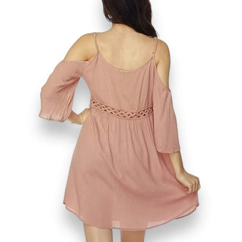 Pink Cold Shoulder Summer Mini Dress