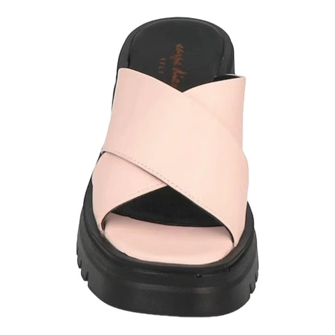 Women's Pink Leather Chunky Sole Slide Sandals Size 9