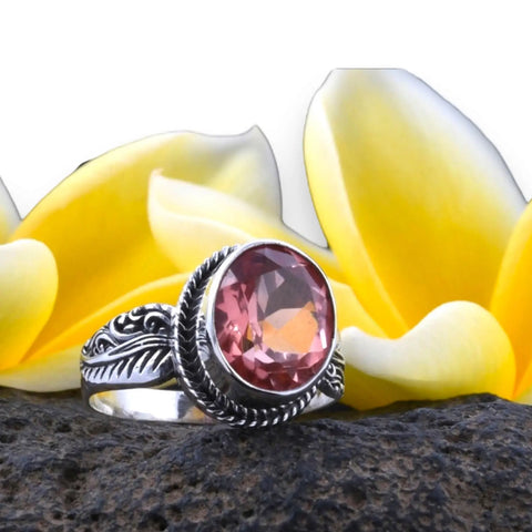 Pink Morganite Sterling Silver Ring