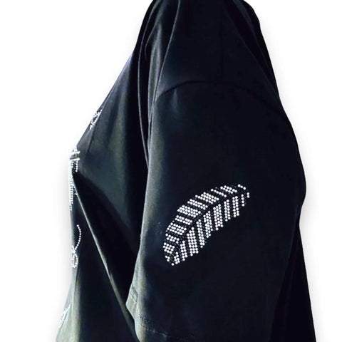 Plus Size Black Diamond Feathered T-shirt