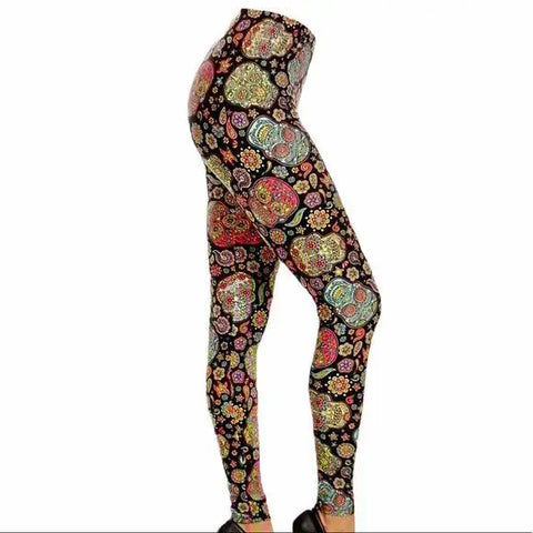  Plus Size High Waist Skulls Leggings
