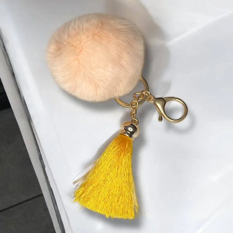 Plush Pink Fur Ball Tassel Handbag Charm
