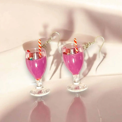 Dangle Purple Watermelon Smoothie Fruit Earrings Y2K Kawaii 