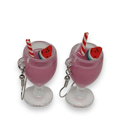Purple Watermelon Smoothie Fruity Shake Dangle Earrings Y2k Kawaii