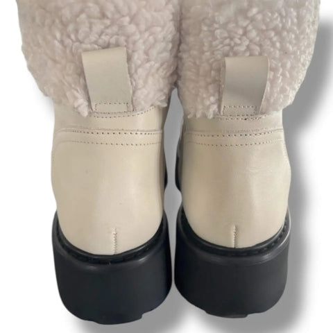 back view quilted sherpa lace up combat boots