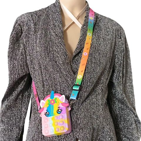 Rainbow Pony Silicone Mini Crossbody Bag