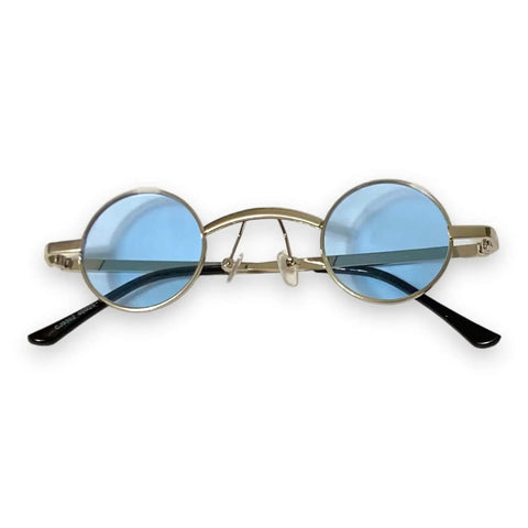 Retro Round Small Lenses Metal Sunglasses in brown, pink, or blue metal gold or silver frames