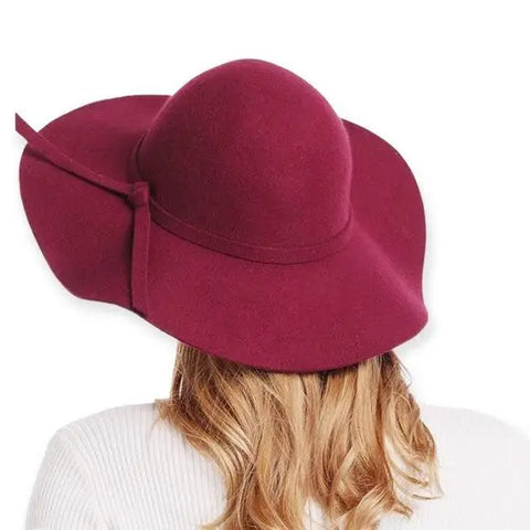 round crown wide brim floppy hat with bow band in tan black brown or burgundy red cotton polyester blend boho, indie, hippie retro year round headwear