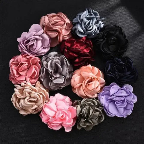 Satin Floral Brooch Hair Clips - Brooches & Lapel Pins