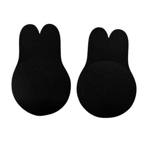 Self adhesive seamless bra cups in nude or black with reusable strapless backless coverage flat lay