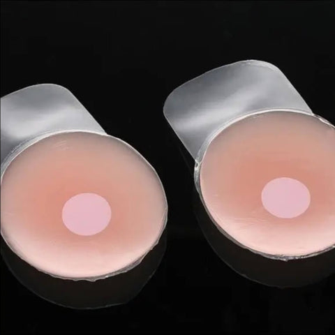 flat lay upside down pair of  Stick On Silicone Pink Lift Bra Cups a-c