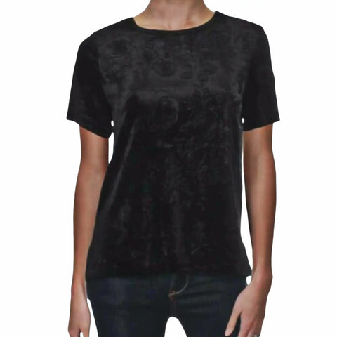 Women’s Black Velvet rose Top Size Large   Wild Time Fashion 