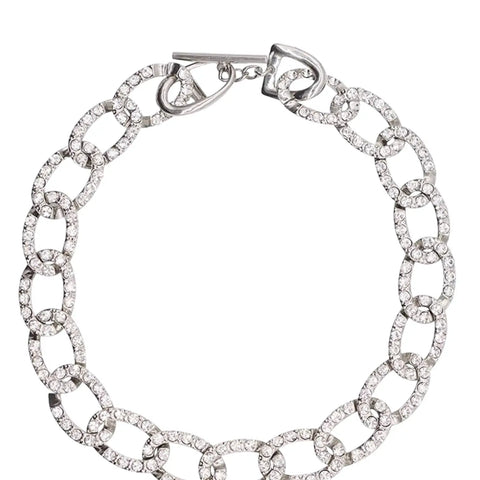 Silver Chunky Chain Rhinestone Choker silver chunky chain rhinestone choker with pave links