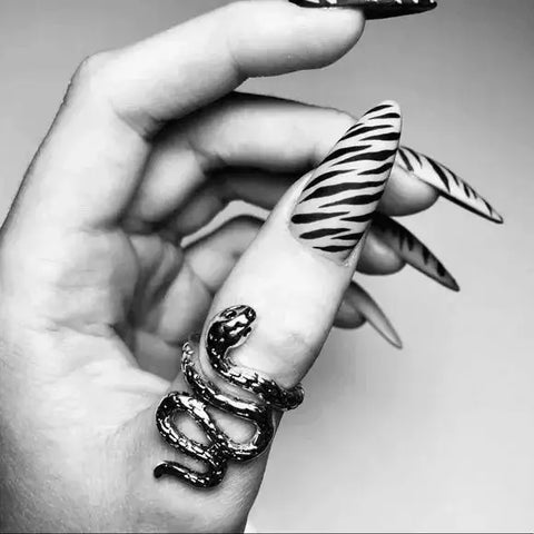  Silver Snake Ring Coiled Serpent Open Band Ring 