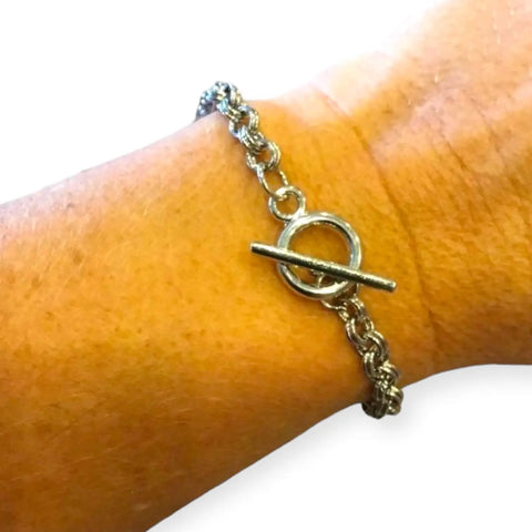 Silver Double Linked Toggle Bracelet - Wild Time Fashion