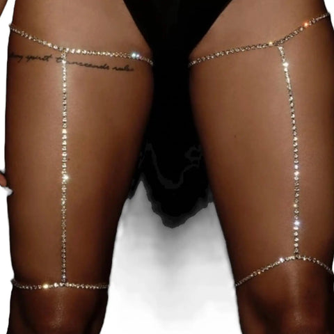 Women's Silver White Crystal Leg Chain: Adjustable Lobster Clasp Closure for Summer Fun and Club Attire - One Size - Wild Time Fashion