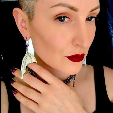 Silver Hanging Bats Wings Pierced Earrings Jewerly - Wild Time Fashion 