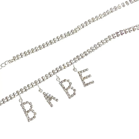 Silver Rhinestone Dangle Multi Wrap Anklet Babe 