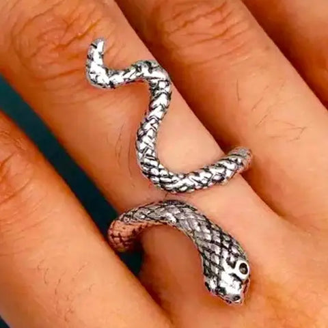 Silver Texture Snake Wrap Rings adjustable size 8